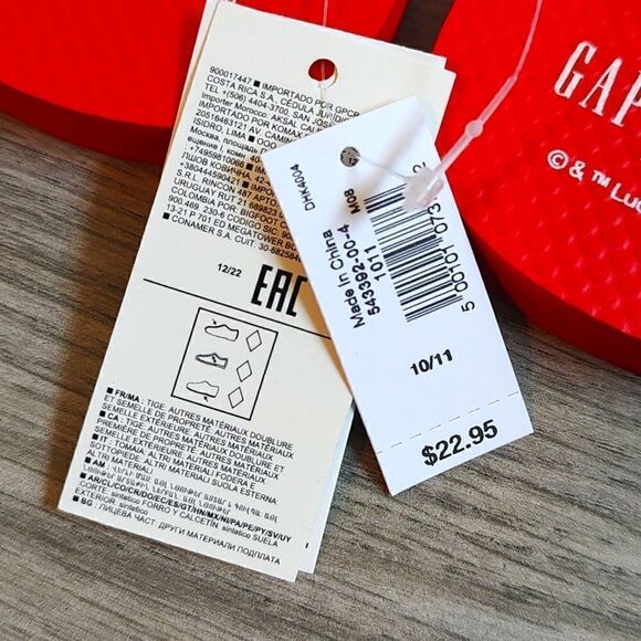 New With Tags Gap Kids / Star Wars™ Red Size 10/11 Flip Flops‎ - Picture 9 of 10